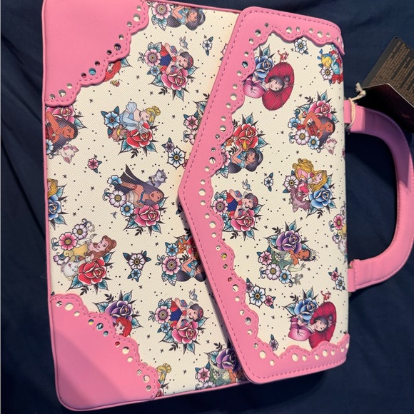 Floral and Character Print Handbag with Pink Accents Disney lounge fly crossbody - Picture 1 of 3